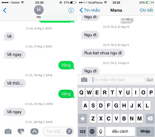 Tin nhắn của bố mẹ và ý nghĩa đằng sau khiến nhiều đứa con cay mắt