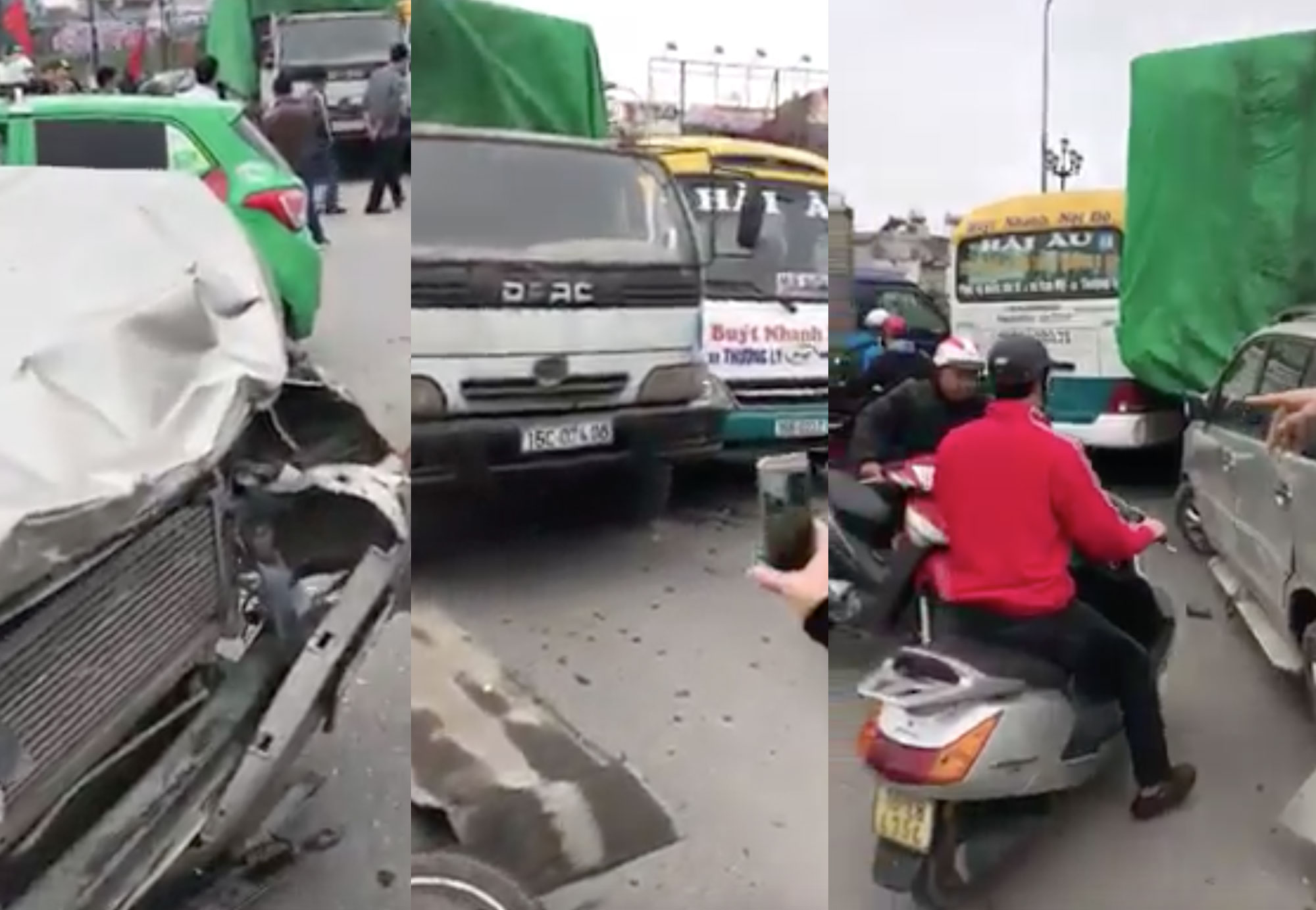 Hải Phòng: Tai nạn liên hoàn giữa 5 ô tô và 3 xe máy khi đang lưu thông trên cầu