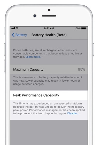 Cận cảnh cài đặt Battery Health trên iOS 11.3 cho phép tinh chỉnh hiệu năng CPU Cận cảnh cài đặt Battery Health trên iOS 11.3 cho phép tinh chỉnh hiệu năng CPU