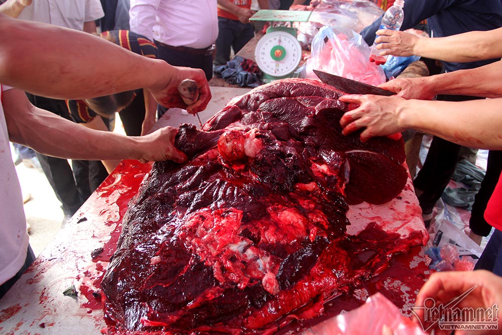 Chen chúc mua thịt trâu chọi bị chích điện để lấy may