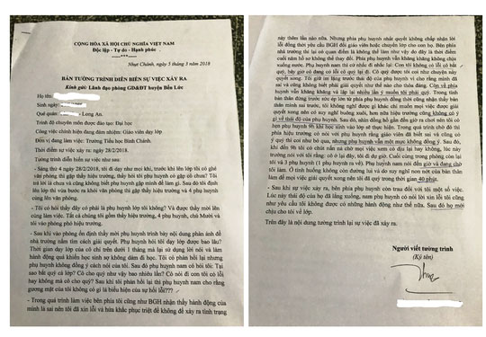 Cô giáo phải quỳ xin lỗi phụ huynh tường trình những gì?
