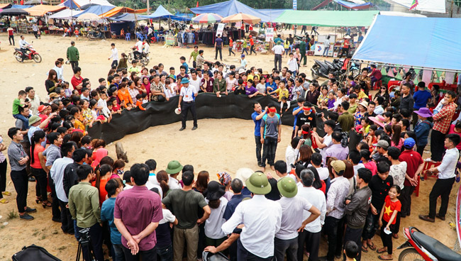 Ảnh, clip: Ôm bụng cười xem nam nữ bịt mắt bắt lợn rừng ở Bắc Giang