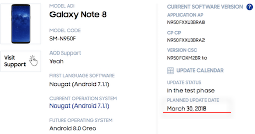 Galaxy Note8 có thể được nâng cấp Android 8.0 từ tháng 3