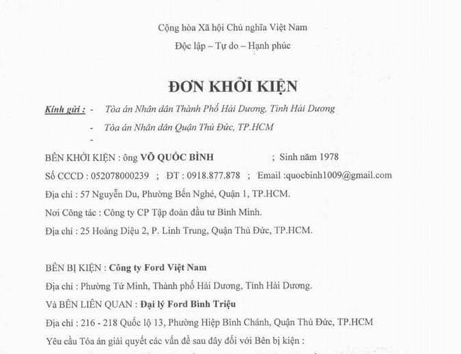 Khách hàng kiện Ford Việt Nam vì xe gặp lỗi hộp số