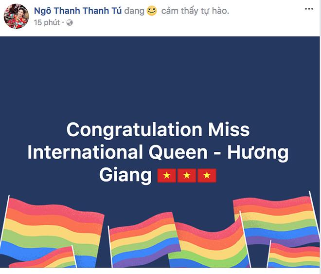 Cảm xúc vỡ oà của sao Việt trước chiến thắng vang dội của tân Hoa hậu Chuyển giới Hương Giang