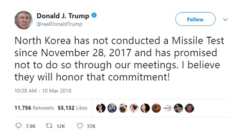Trump tin Triều Tiên sẽ giữ lời hứa không thử tên lửa