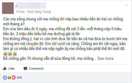 Về làm dâu 5 ngày mẹ chồng đã yêu cầu nộp 8 triệu/tháng tiền ăn và biếu bố mẹ, dù bà vẫn có nguồn thu cho thuê nhà cả chục triệu đồng Về làm dâu 5 ngày mẹ chồng đã yêu cầu nộp 8 triệu/tháng tiền ăn và biếu bố mẹ, dù bà vẫn có nguồn thu cho thuê nhà cả chục triệu đồng