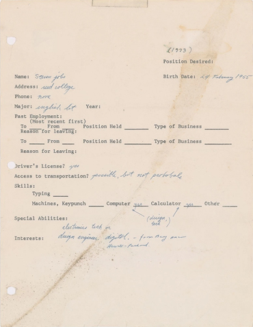 Thư xin việc của Steve Jobs năm 1973 xuất hiện