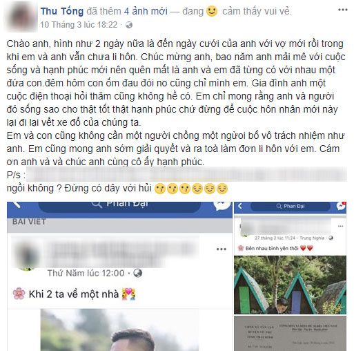 Mẹ trẻ chua xót kể chuyện chồng chưa ly hôn với mình đã lo cưới vợ khác: Em mong anh và cô ấy hạnh phúc