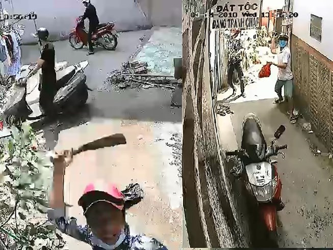 Nhóm côn đồ dùng hung khí chém camera, tạt sơn nhà dân Nhóm côn đồ dùng hung khí chém camera, tạt sơn nhà dân