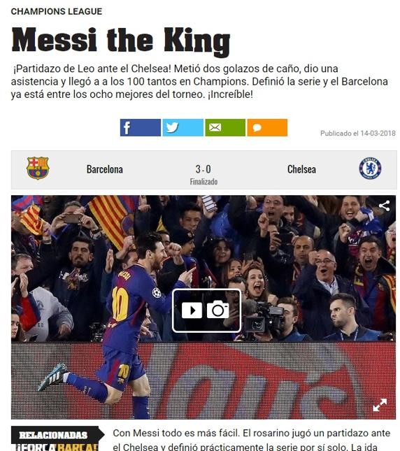 Messi được ví với chúa trời sau cú đúp vào lưới Chelsea Messi được ví với chúa trời sau cú đúp vào lưới Chelsea