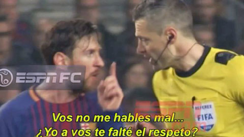Messi sửng cồ với trọng tài vì bị quát tháo Messi sửng cồ với trọng tài vì bị quát tháo