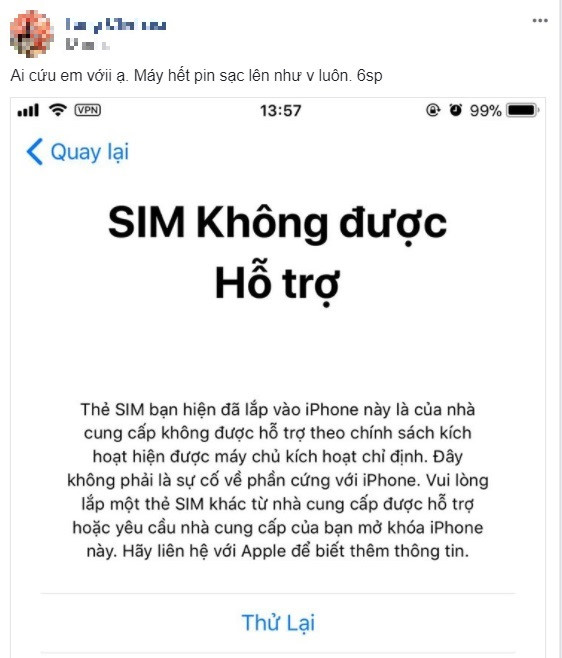 SIM thần thánh v6 bị chặn, iPhone lock tiếp tục hỗn loạn