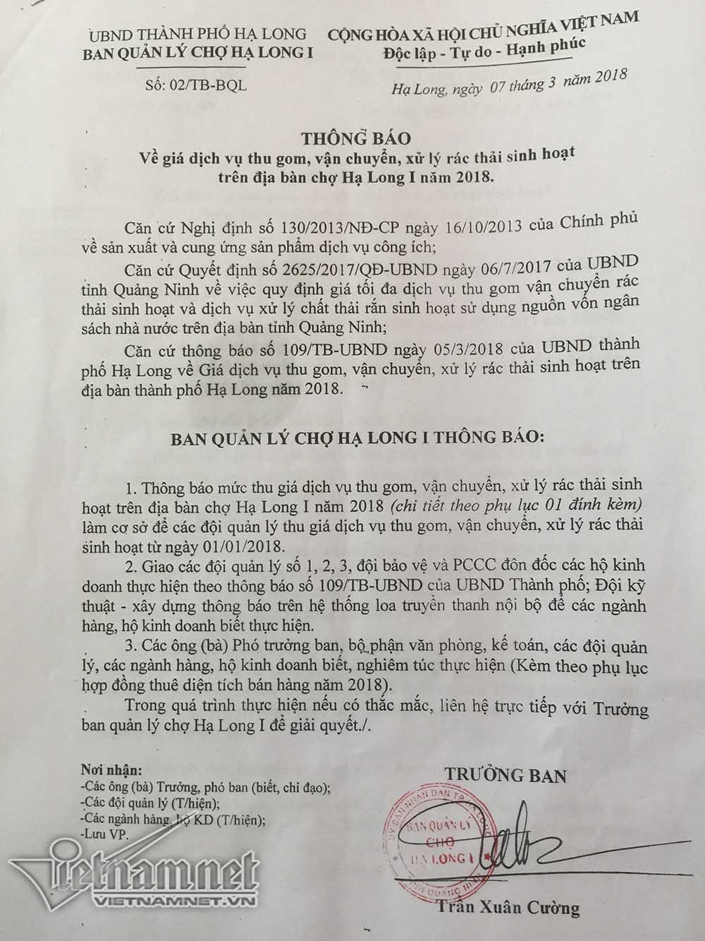Tiểu thương chợ Hạ Long đồng loạt đóng cửa phản đối tăng phí