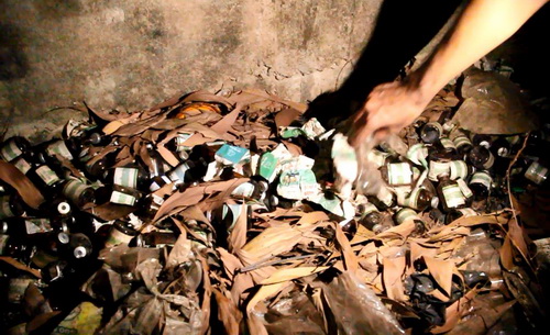 Đàn heo nằm ngủ li bì trong trại nuôi đầy vỏ thuốc an thần