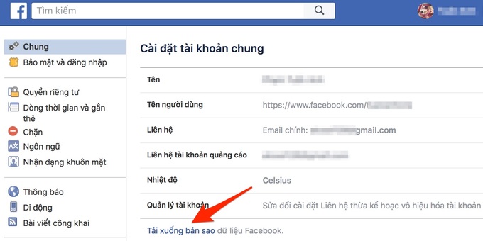 Cách tải dữ liệu cá nhân từ Facebook về máy tính