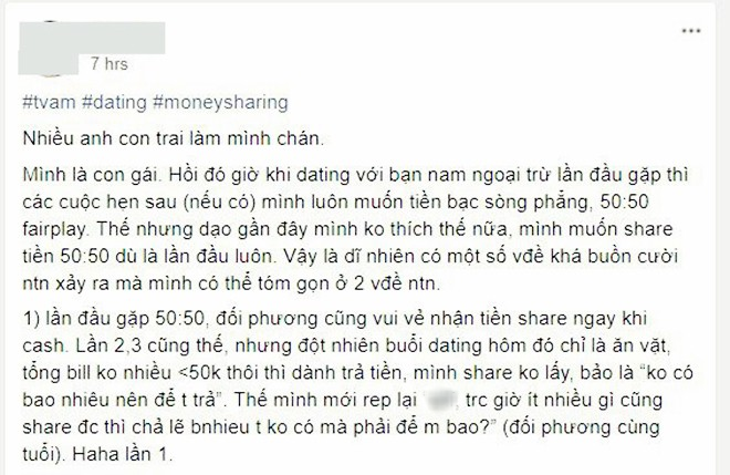 Cô nàng gây bão MXH vì chuyện cưa đôi tình phí: Bạn trai không nhận tiền thì không được, nhận thì bảo sĩ diện hão