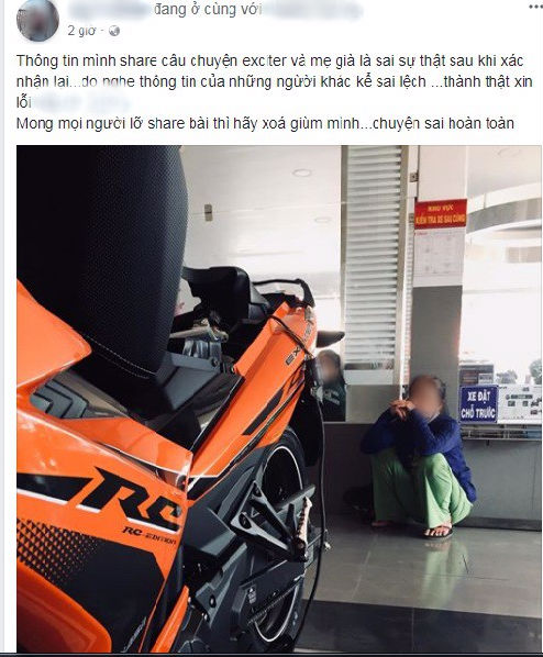 Sự thật câu chuyện Mẹ già vay tiền mua xe Exciter cho con trai: Chủ xe đã lên tiếng đính chính