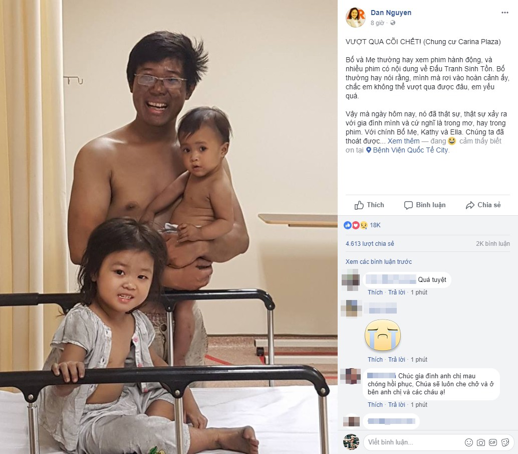 Hành trình Vượt qua cõi chết của một gia đình nhỏ trong vụ cháy kinh hoàng tại chung cư Carina khiến nhiều người xúc động