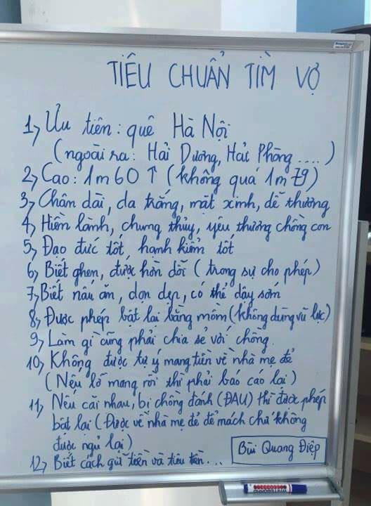 12 tiêu chuẩn chọn vợ của chàng trai bị dân tình ném đá dữ dội 12 tiêu chuẩn chọn vợ của chàng trai bị dân tình ném đá dữ dội
