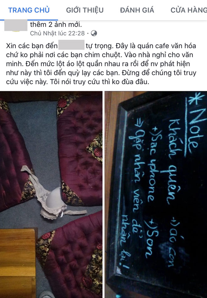 Khách vào quán cà phê sách chim chuột, để quên cả áo ngực, chủ quán ấm ức tố cáo trên mạng xã hội