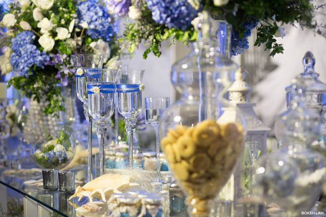 Cận cảnh đám cưới kỳ công xanh màu đại dương của Shark Hưng (Thương vụ bạc tỷ) và cô dâu Á hậu