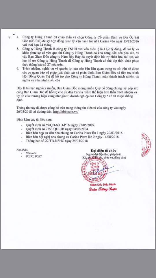 Lộ bằng chứng NBB là chủ đầu tư thực sự dự án chung cư Carina