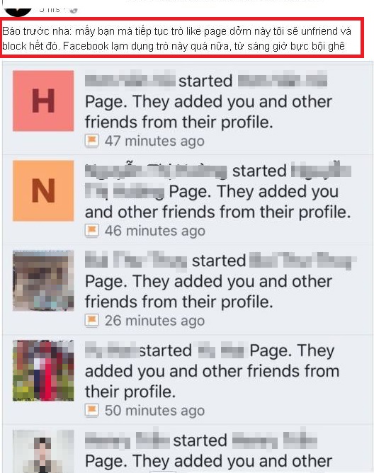 Người dùng Facebook Việt bức xúc vì bị ép like Fanpage cá nhân