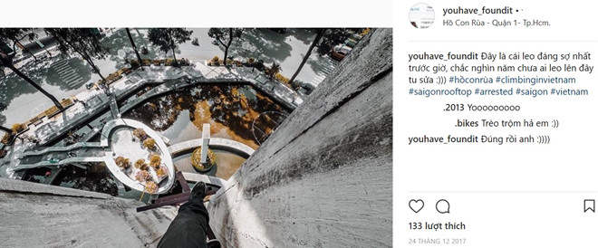 Ba thanh niên quay video mạo hiểm trên nóc nhà 38 tầng ở Sài Gòn