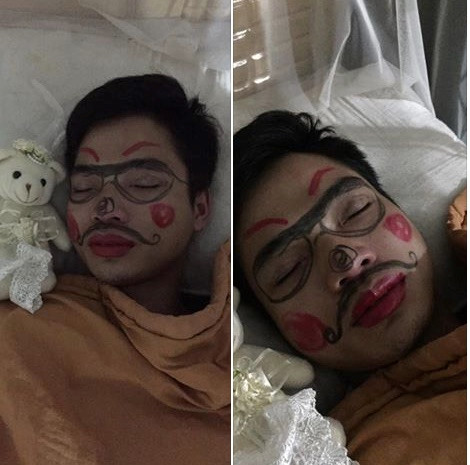 Vợ 9X vẽ chằng chịt lên mặt chồng vì tội đi nhậu say về muộn