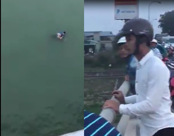 Thanh Hóa: Thót tim cảnh thanh niên lao mình xuống sông cứu cô gái trẻ để lại tư trang nhảy cầu