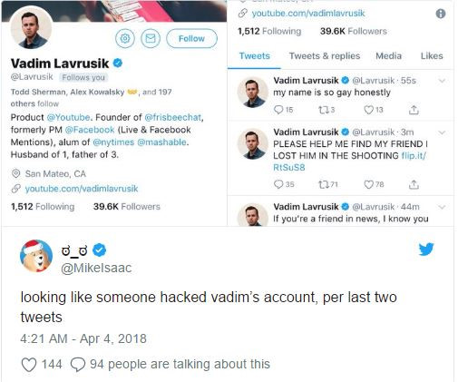 Sếp YouTube bị hack Twitter ngay sau vụ nổ súng