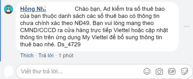 Viettel yêu cầu khách hàng bổ sung thông tin cá nhân, chụp chân dung chủ SIM trước ngày 24/4, nếu không sẽ bị chặn 1 chiều