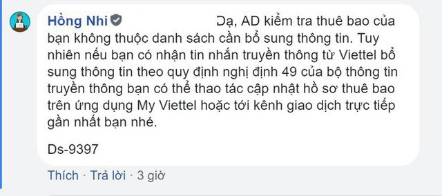 Viettel yêu cầu khách hàng bổ sung thông tin cá nhân, chụp chân dung chủ SIM trước ngày 24/4, nếu không sẽ bị chặn 1 chiều