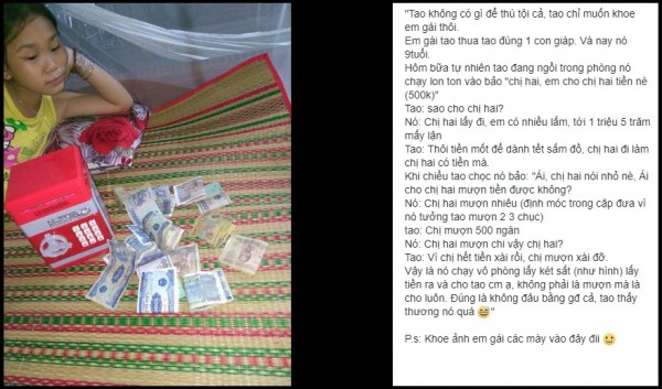 Chị hai lên mạng khoe em gái đại gia, để dành được 1 triệu 5 trăm mấy lận Chị hai lên mạng khoe em gái đại gia, để dành được 1 triệu 5 trăm mấy lận