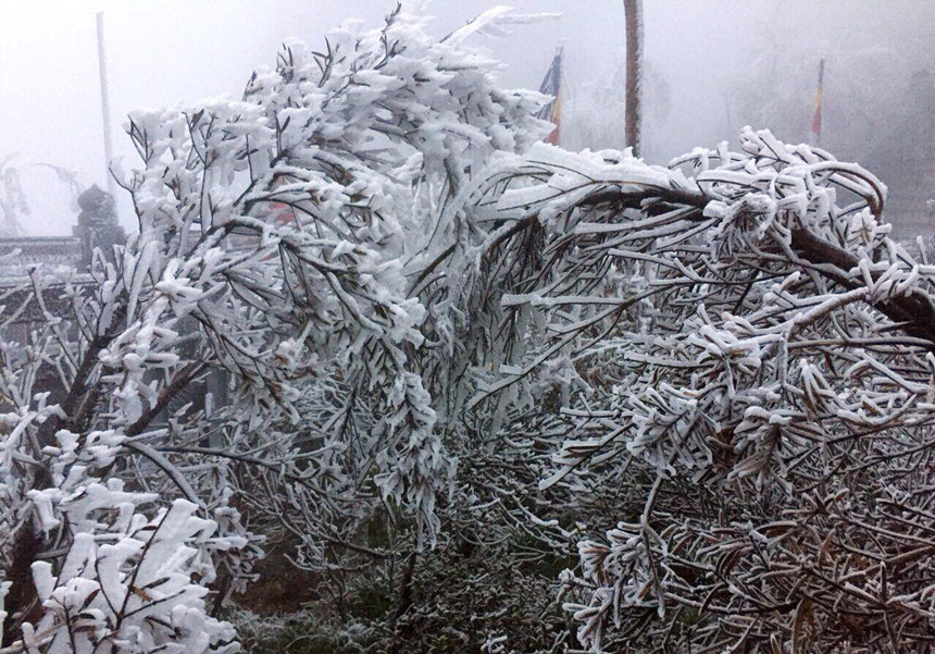 Băng tuyết tháng tư bất ngờ xuất hiện ở Fansipan