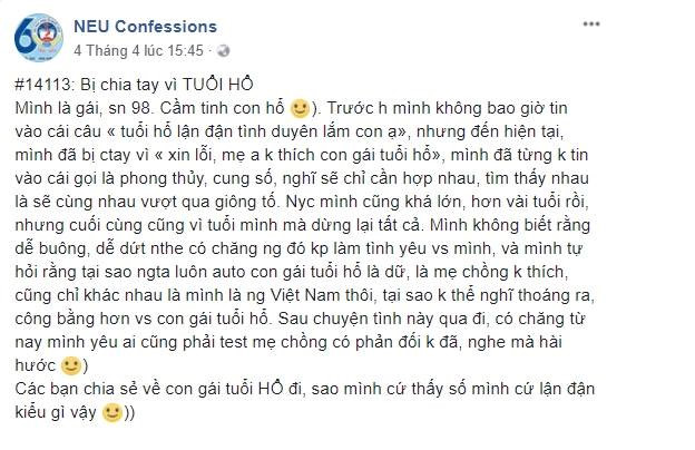 Chia tay bạn gái vì xin lỗi, mẹ anh không thích tuổi hổ