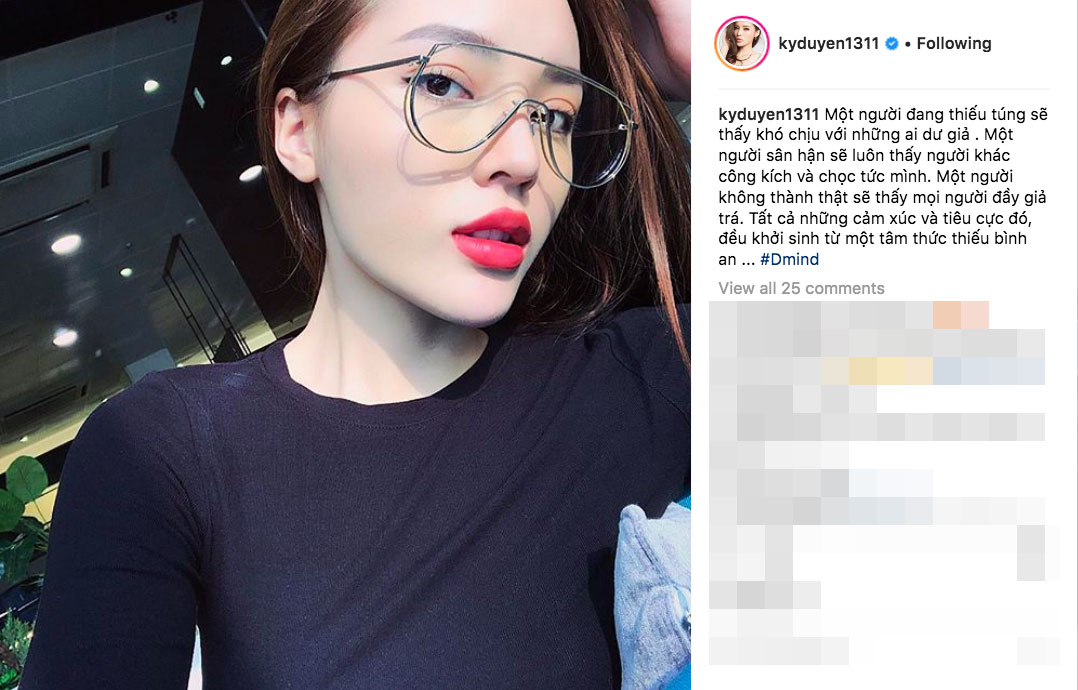 Giữa nghi vấn bị tố là người thứ ba, Kỳ Duyên đăng status đáp trả thâm sâu?