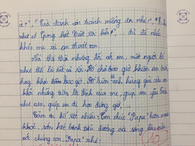 Chê bố không bằng phụ huynh nhà người ta: Bài văn của cô bé lớp 5 khiến người đọc cay mắt