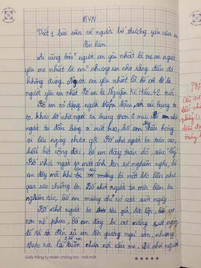 Chê bố không bằng phụ huynh nhà người ta: Bài văn của cô bé lớp 5 khiến người đọc cay mắt