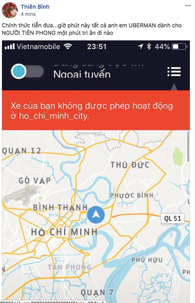 Các tài xế đã chính thức biến mất trên bản đồ ứng dụng Uber tối 8/4