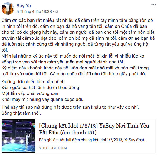 Ya Suy gây xôn xao khi chia sẻ chuyện mất giọng, từ bỏ sân khấu