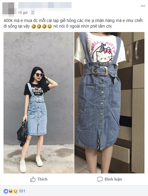 Mất 400k đặt chiếc yếm bò, cô gái trẻ như muốn chết đi sống lại khi nhận chiếc tạp dề hỏng, vải thì ố, cúc bị hoen gỉ