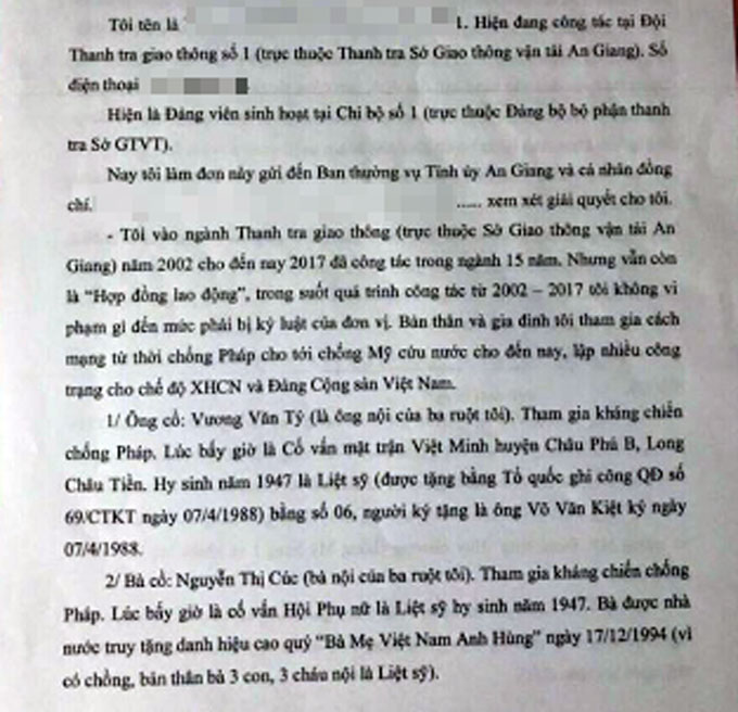 Chia sẻ nghẹn ngào của Thanh tra giao thông An Giang bị mất việc