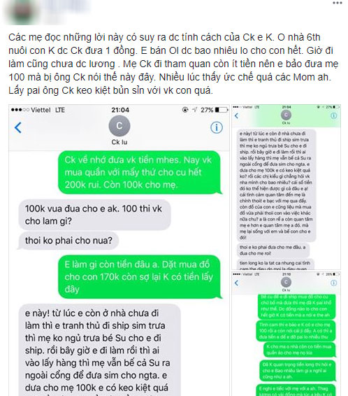 Chị em tranh cãi chuyện suốt 6 tháng nuôi con chồng không giúp đồng nào, vợ biếu mẹ chồng 100 nghìn đi chơi thì bị mắng keo kiệt