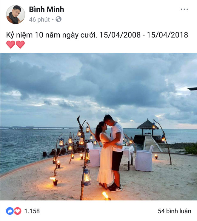 Sau bao ồn ào tình ái, vợ chồng Bình Minh cuối cùng vẫn kịp kỉ niệm 10 năm ngày cưới trong yên bình Sau bao ồn ào tình ái, vợ chồng Bình Minh cuối cùng vẫn kịp kỉ niệm 10 năm ngày cưới trong yên bình