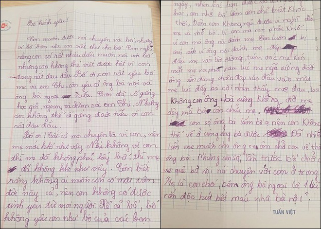Nghẹn lòng đọc bức thư của một bé gái gửi cho bố: Con biết rằng không ai muốn con có mặt trên đời này...