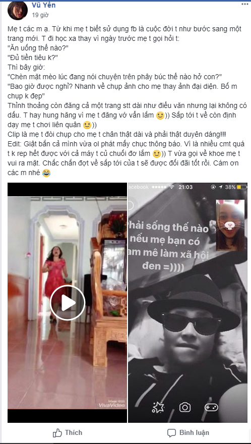 Khi phụ huynh hội nhập Facebook: Chụp cho mẹ chân thật dài và thật duyên dáng nhé!
