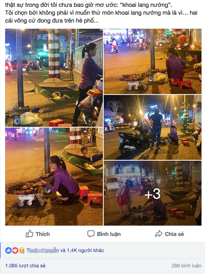 Phía sau hình ảnh 2 chiếc võng đong đưa bên lò khoai nướng của người mẹ nghèo ở Sài Gòn