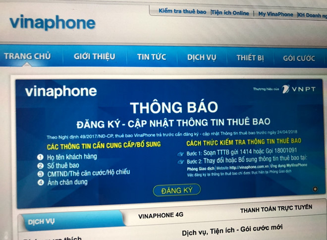 Cập nhật thông tin thuê bao điện thoại không cần ra đường